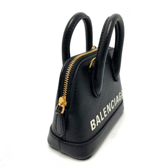Authentic BALENCIAGA 639756 logo Villetop 2WAY Hand Bag Shoulder Bag Black - Picture 10 of 12